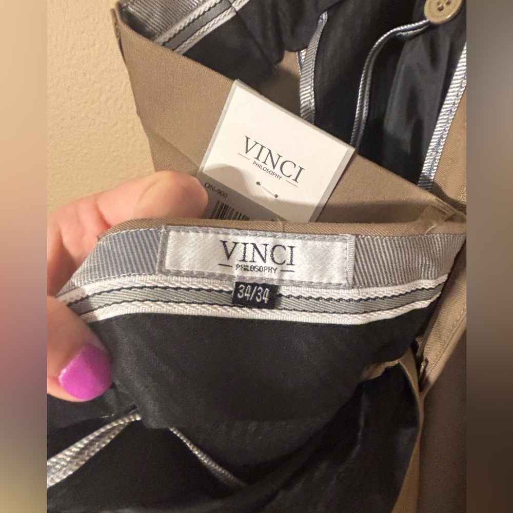 NWT men’s Vinci Philosophy dress pants 34x34 KHAKI ON-900 - Picture 8 of 12